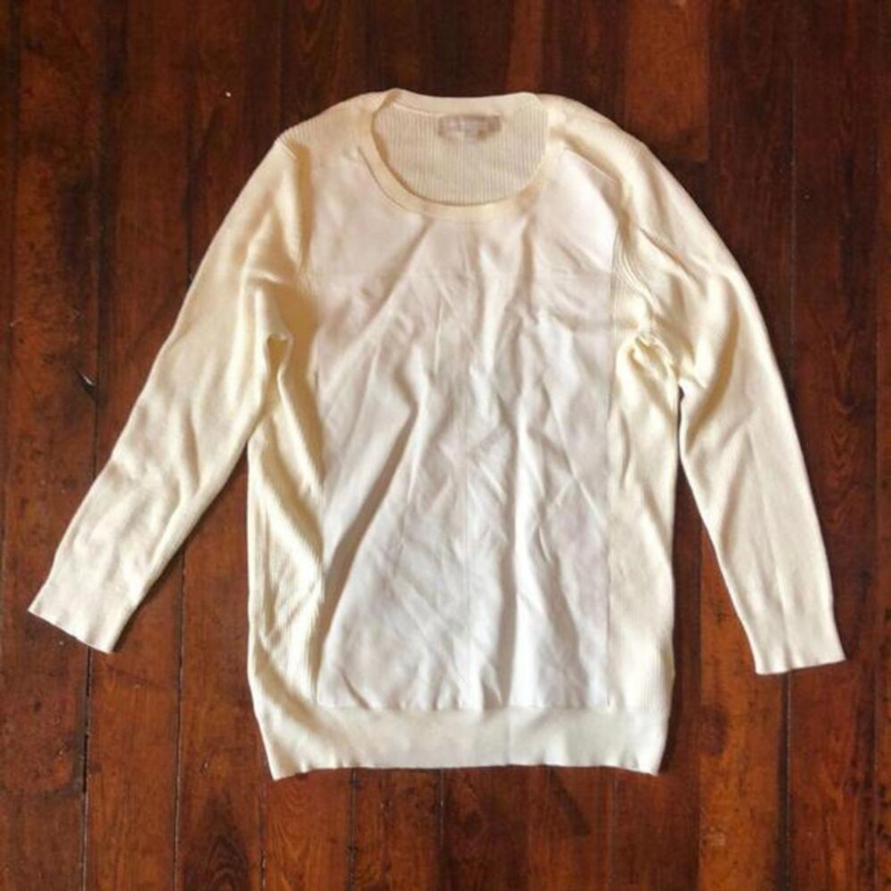 Banana Republic Cream Colored Sweater w/Leather Front - Size M